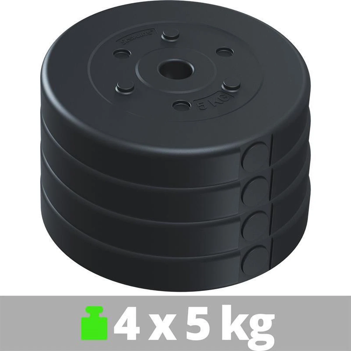 ScSPORTS® Gewichten Set 20 KG - Kunststof - 4 X 5 Kg - 30 Mm - Halterschijven 5 ScSPORTS® Gewichten Set 20 KG - Kunststof - 4 X 5 Kg - 30 Mm - Halterschijven - Afbeelding 3