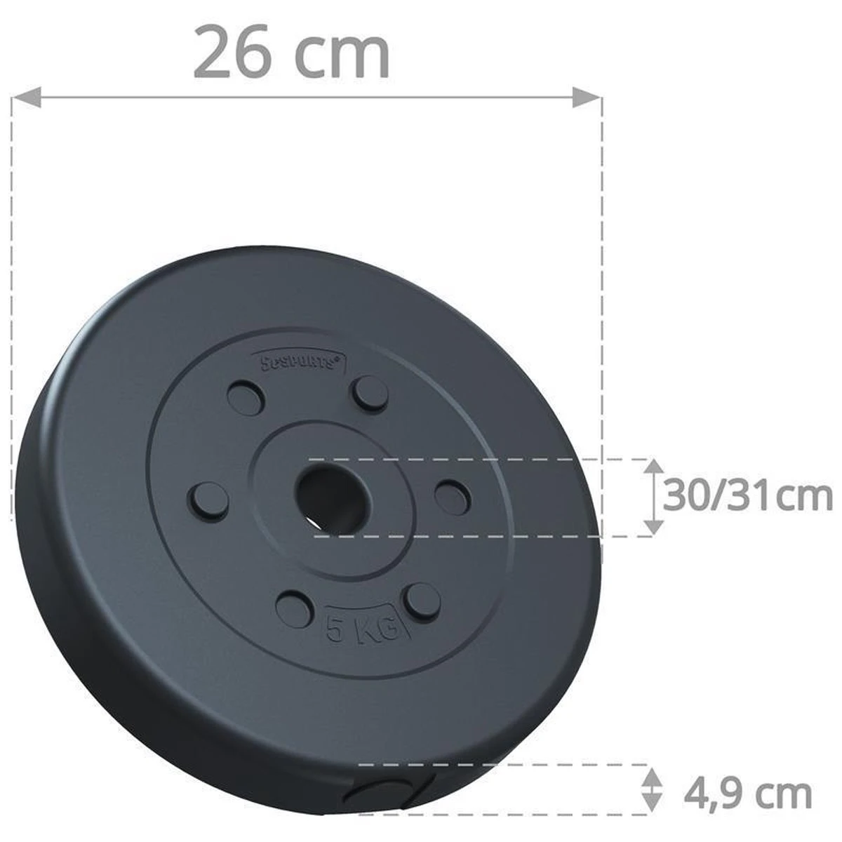 ScSPORTS® Gewichten Set 20 KG - Kunststof - 4 X 5 Kg - 30 Mm - Halterschijven 6 ScSPORTS® Gewichten Set 20 KG - Kunststof - 4 X 5 Kg - 30 Mm - Halterschijven - Afbeelding 4