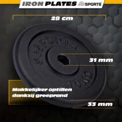 ScSPORTS® Gewichten Set 20 Kg - 2 X 10 Kg Halterschijf - Gietijzer - Boring 30 Mm - Zwart -Fit Verkoop 1200x1200 1080