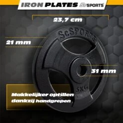ScSPORTS® Halterschijven Set 20 Kg - 4 X 5 Kg - Met Hangrepen - Gietijzer - 30 Mm - Gewichten -Fit Verkoop 1200x1200 1129