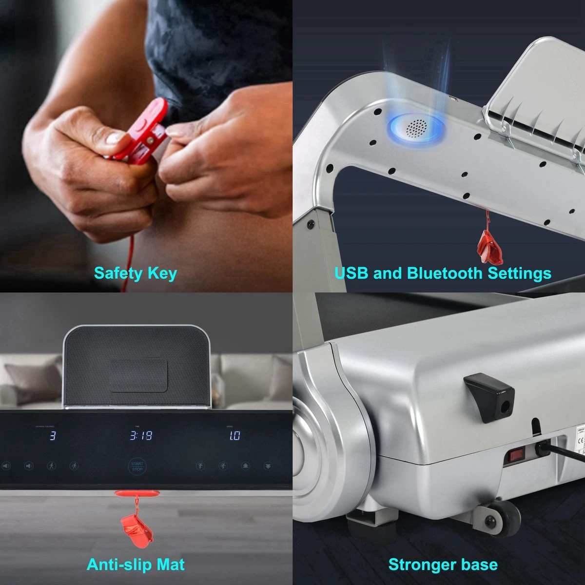 Merax Elektrische Loopband - Opvouwbaar - Inklapbaar Hardloopband - Professioneel - Fitness Hometrainer - Zilver Met Zwart 6 Merax Elektrische Loopband - Opvouwbaar - Inklapbaar Hardloopband - Professioneel - Fitness Hometrainer - Zilver Met Zwart - Afbeelding 4