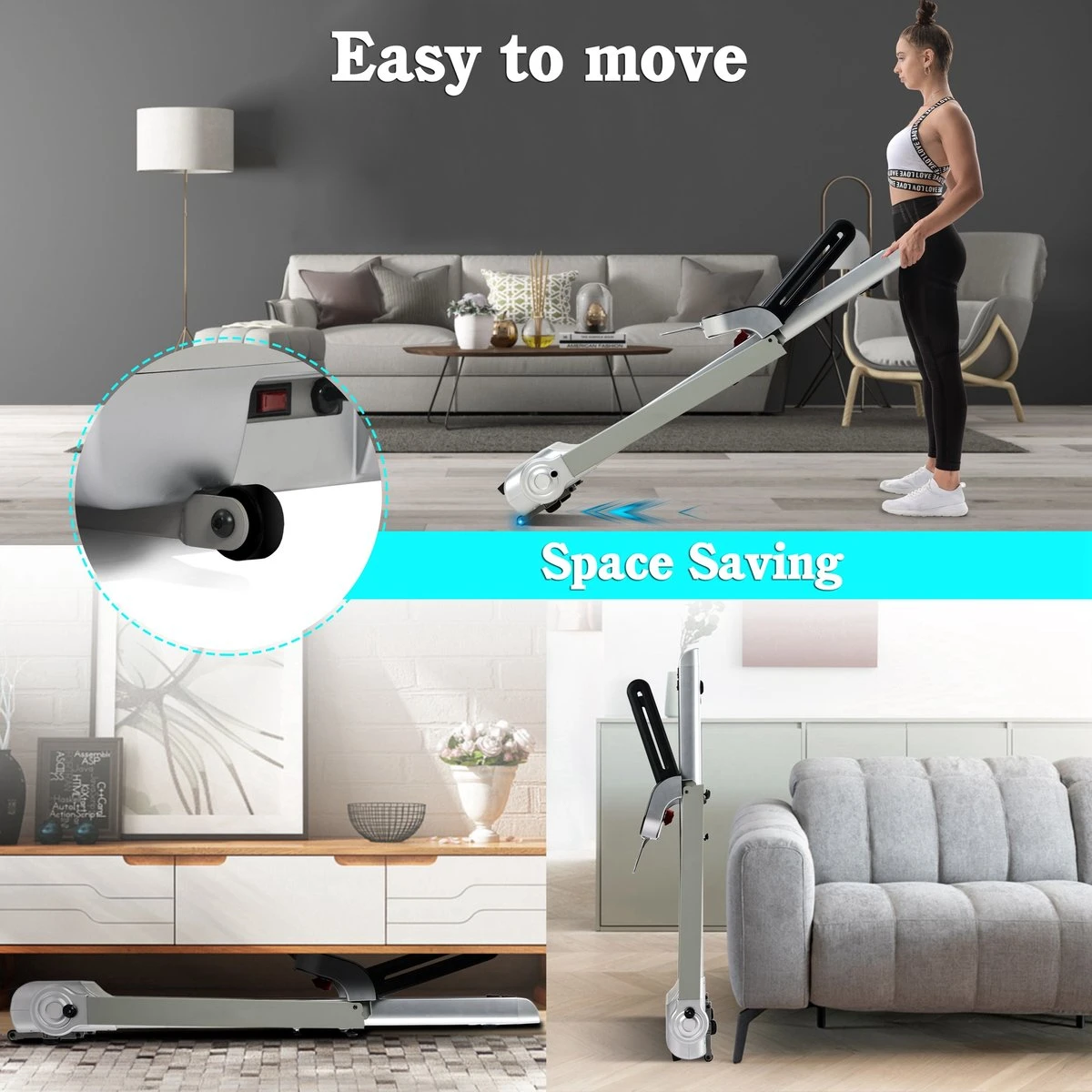 Merax Elektrische Loopband - Opvouwbaar - Inklapbaar Hardloopband - Professioneel - Fitness Hometrainer - Zilver Met Zwart 13 Merax Elektrische Loopband - Opvouwbaar - Inklapbaar Hardloopband - Professioneel - Fitness Hometrainer - Zilver Met Zwart - Afbeelding 11