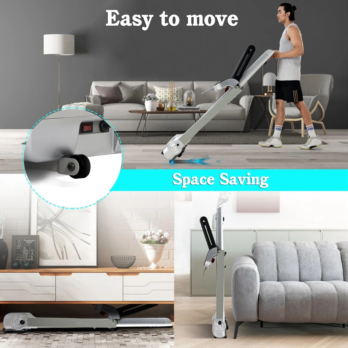 Merax Elektrische Loopband - Opvouwbaar - Inklapbaar Hardloopband - Professioneel - Fitness Hometrainer - Zilver Met Zwart 19 Merax Elektrische Loopband - Opvouwbaar - Inklapbaar Hardloopband - Professioneel - Fitness Hometrainer - Zilver Met Zwart - Afbeelding 17