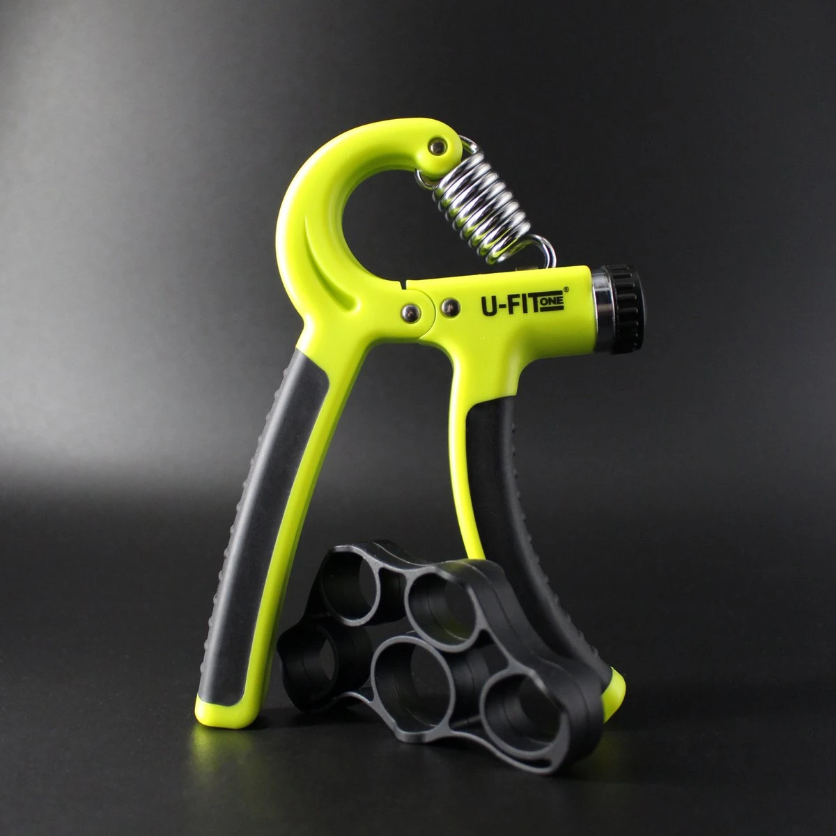 U-Fit One Green Handtrainer Met Vingertrainer - Handknijper Set - Knijphalter - Onderarm Trainer - Vinger - Fitness 4 U-Fit One Green Handtrainer Met Vingertrainer - Handknijper Set - Knijphalter - Onderarm Trainer - Vinger - Fitness - Afbeelding 2