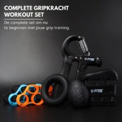 U-Fit One 7 Delige Handtrainer Set - Verstelbare Teller Handgrip - Handknijper - Knijphalter - Stressbal - Vingertrainer - Onderarm Trainer -Fit Verkoop 1200x1200 1272