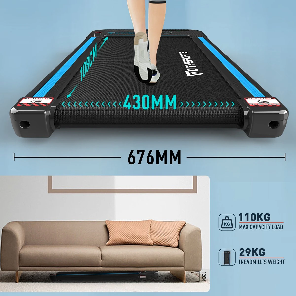 Citysports Loopband | Bluetooth | LCD-scherm | 440W 7 Citysports Loopband | Bluetooth | LCD-scherm | 440W - Afbeelding 5