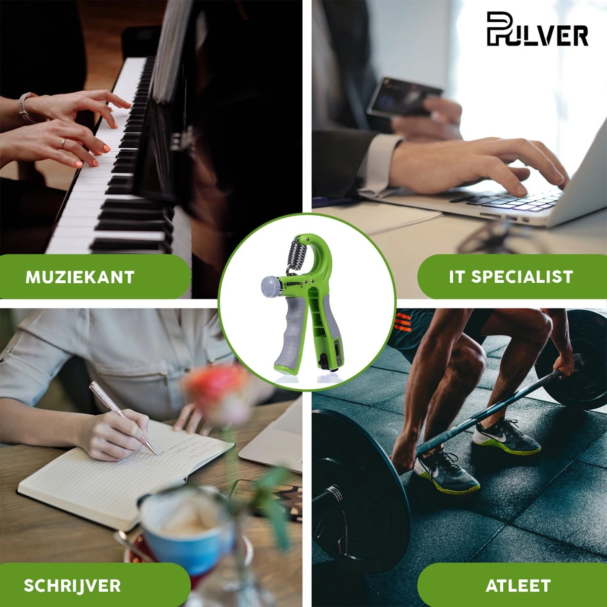 Pulver -Handtrainer 10 To 60kg Met Vingertrainer - Handknijper- Knijphalter - Armtrainer – Gewichten - Hand Knijper Set - Handgripper - Hand Gripper - Grip - Onderarm Trainer - Buigveer – Grip Trainer - Vinger - Hand Spier - Fitness - Groen 6 Pulver -Handtrainer 10 To 60kg Met Vingertrainer - Handknijper- Knijphalter - Armtrainer – Gewichten - Hand Knijper Set - Handgripper - Hand Gripper - Grip - Onderarm Trainer - Buigveer – Grip Trainer - Vinger - Hand Spier - Fitness - Groen - Afbeelding 4