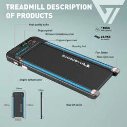 Merkloos CITYSPORTS Loopband, Elektrisch, Motor 440 W, Lcd-display En Calorieënteller, Geïntegreerde Bluetooth-luidspreker, Instelbare Snelheid, Ultradun En Stil, Voor Thuis/kantoor -Fit Verkoop 1200x1200 144