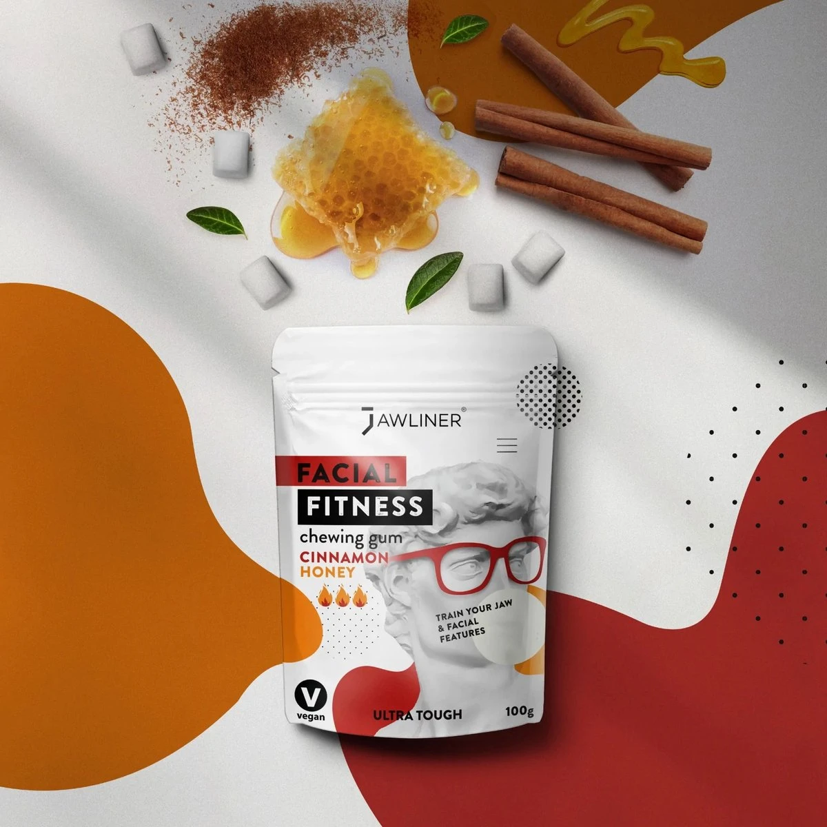 Jawliner Fitness Kauwgom Cinnamon Honey - Kaak Trainer Voor Kaakspier Oefeningen - Strakke Kaaklijn 5 Jawliner Fitness Kauwgom Cinnamon Honey - Kaak Trainer Voor Kaakspier Oefeningen - Strakke Kaaklijn - Afbeelding 3