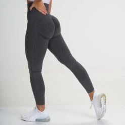 Wow Peach - Stretch Fitness & Yoga Legging - Butt-lift - Sportlegging - Work Out - Squat Proof - High Waist - Comfort - Dark Grey - Size: Large