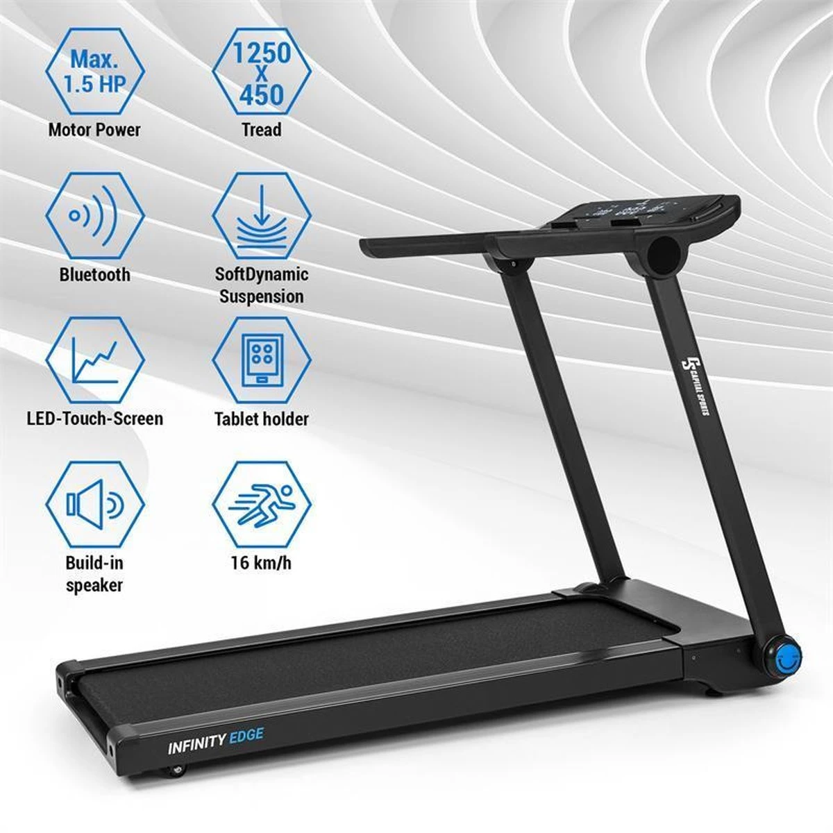 Infinity Edge Loopband 1,1 KW Bluetooth Led Touch Screen Zwart 4 Infinity Edge Loopband 1,1 KW Bluetooth Led Touch Screen Zwart - Afbeelding 2