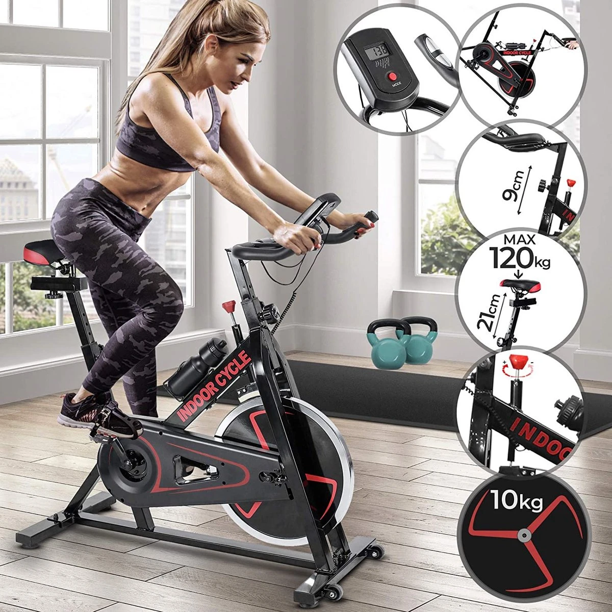 Trend24 Hometrainer - Hometrainer Fiets - Spinningfiets - Spinning - Max 120 KG - Zwart 4 Trend24 Hometrainer - Hometrainer Fiets - Spinningfiets - Spinning - Max 120 KG - Zwart - Afbeelding 2