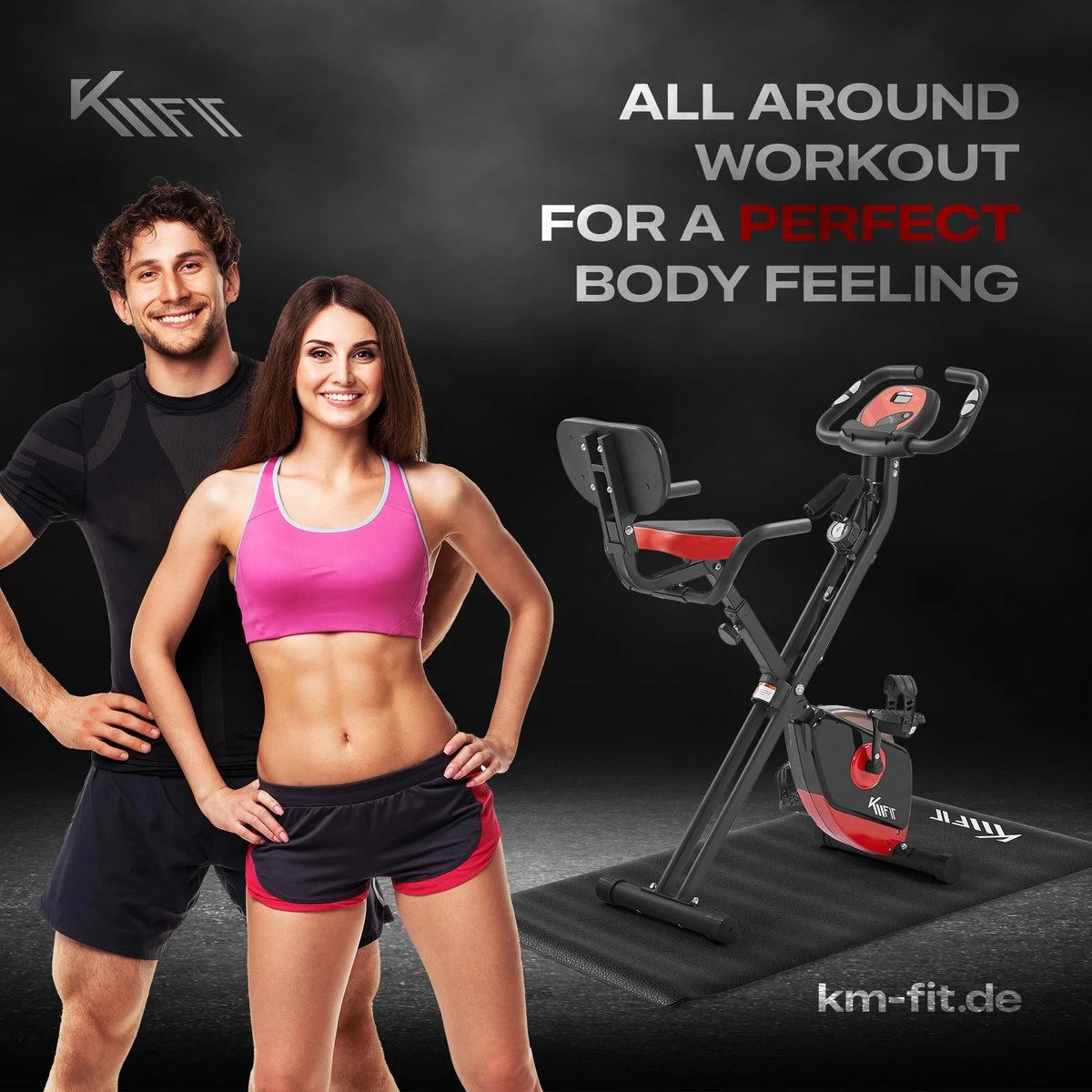 KM-Fit Hometrainer, Fitnessfiets, Opvouwbare Fitnessfiets, Tot 100kg 4 KM-Fit Hometrainer, Fitnessfiets, Opvouwbare Fitnessfiets, Tot 100kg - Afbeelding 2