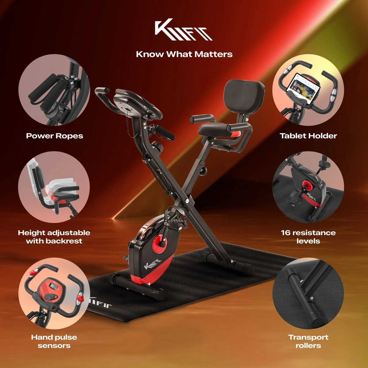 KM-Fit Hometrainer, Fitnessfiets, Opvouwbare Fitnessfiets, Tot 100kg 5 KM-Fit Hometrainer, Fitnessfiets, Opvouwbare Fitnessfiets, Tot 100kg - Afbeelding 3