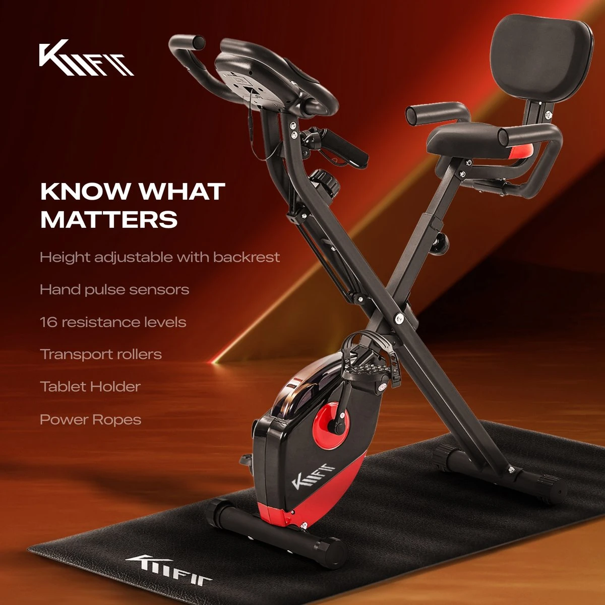 KM-Fit Hometrainer, Fitnessfiets, Opvouwbare Fitnessfiets, Tot 100kg 6 KM-Fit Hometrainer, Fitnessfiets, Opvouwbare Fitnessfiets, Tot 100kg - Afbeelding 4