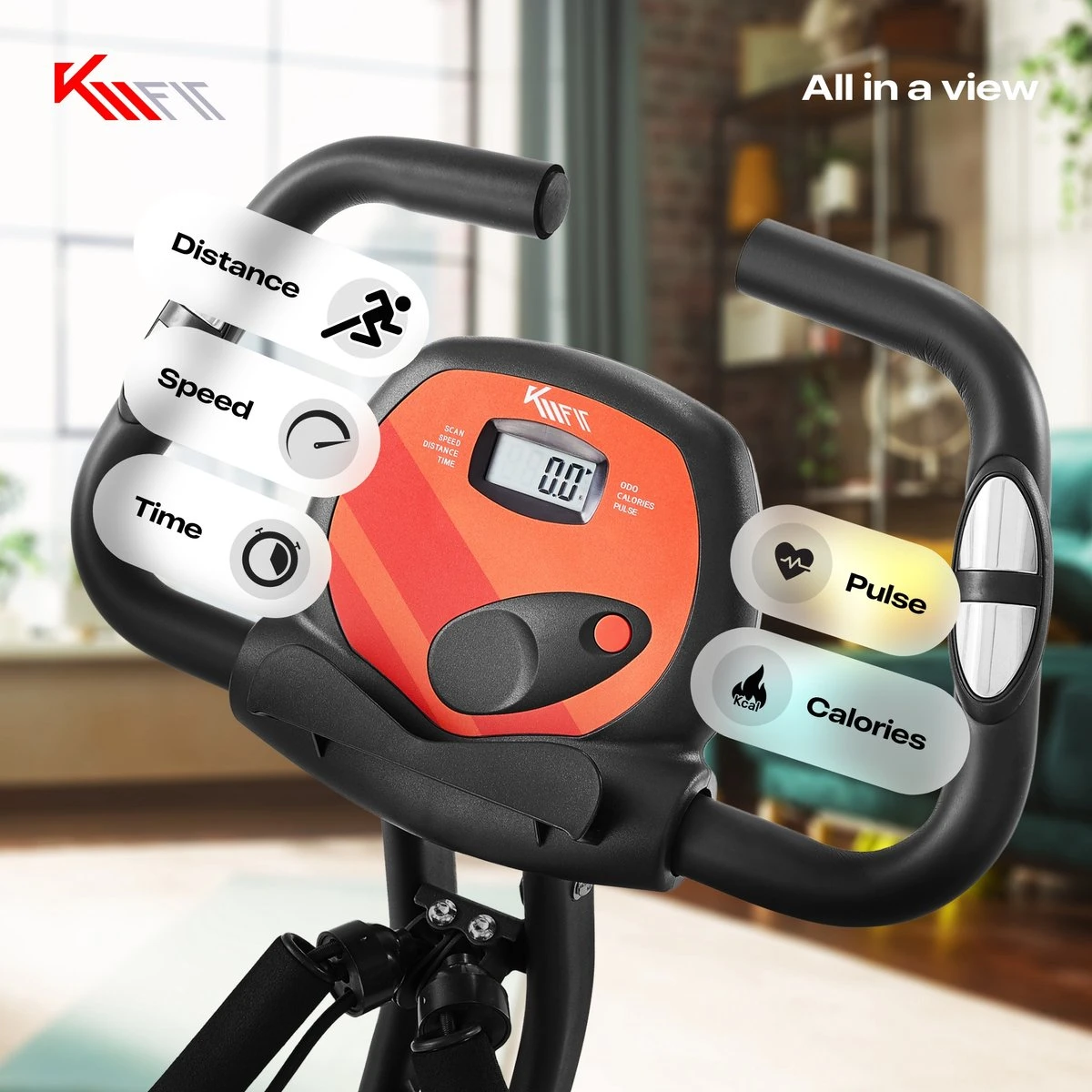 KM-Fit Hometrainer, Fitnessfiets, Opvouwbare Fitnessfiets, Tot 100kg 12 KM-Fit Hometrainer, Fitnessfiets, Opvouwbare Fitnessfiets, Tot 100kg - Afbeelding 10