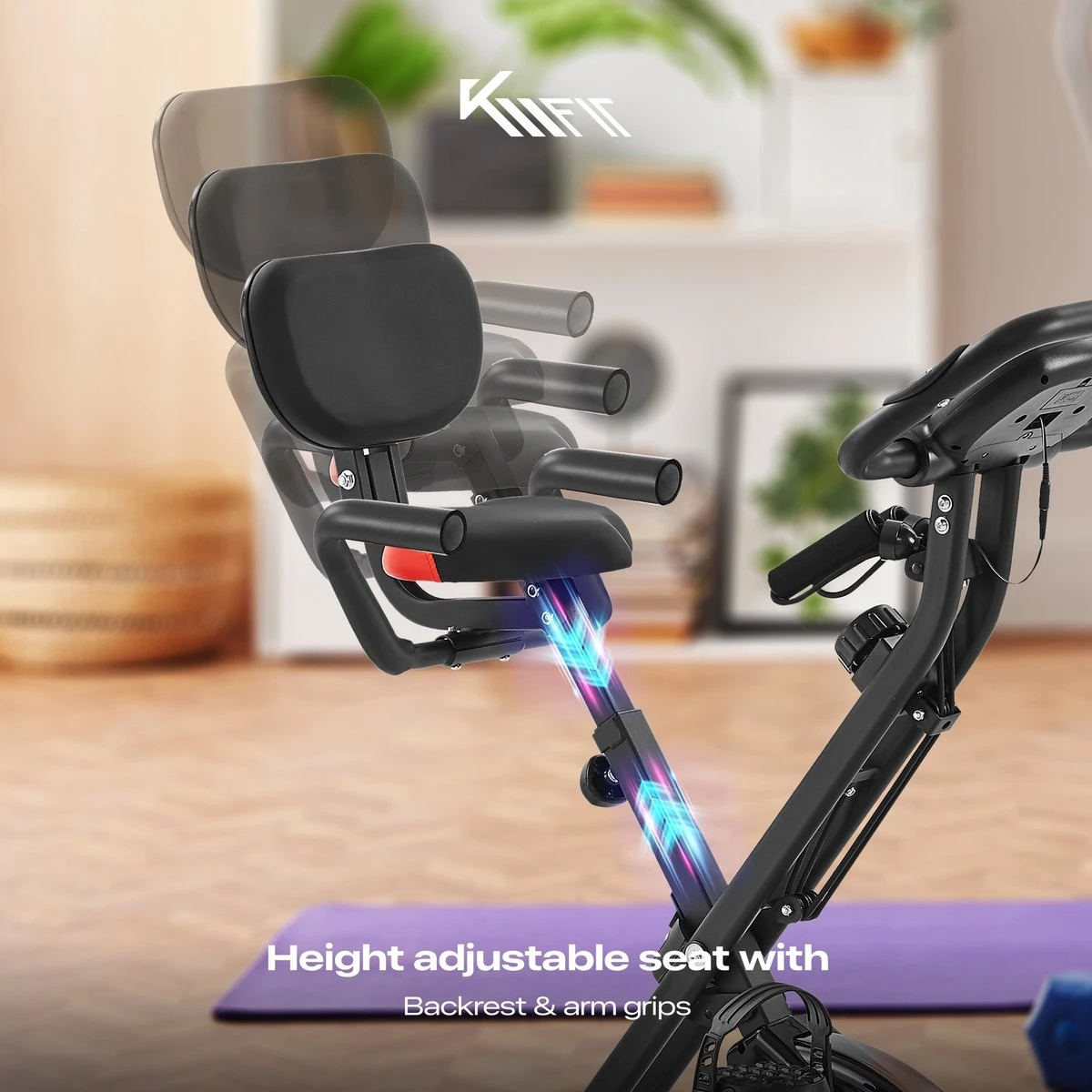 KM-Fit Hometrainer, Fitnessfiets, Opvouwbare Fitnessfiets, Tot 100kg 13 KM-Fit Hometrainer, Fitnessfiets, Opvouwbare Fitnessfiets, Tot 100kg - Afbeelding 11