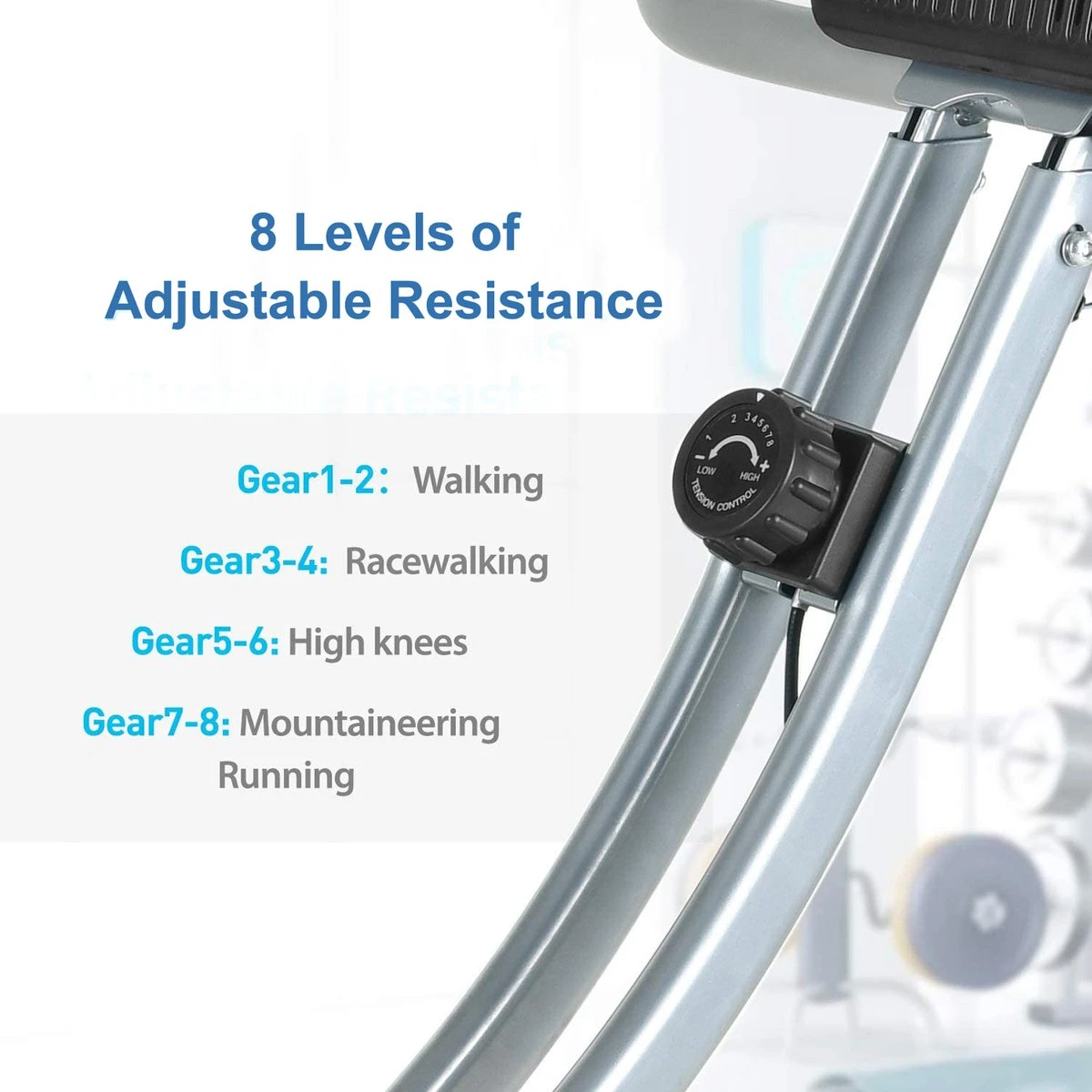 FOXSPORT X-Bike Hometrainer - Fitness Fiets Opvouwbaar - 8 Weerstandsniveaus - Ergometer - Polssensor - Trainingscomputer - Inklapbaar - 8 Standen - Max. 136 Kg 4 FOXSPORT X-Bike Hometrainer - Fitness Fiets Opvouwbaar - 8 Weerstandsniveaus - Ergometer - Polssensor - Trainingscomputer - Inklapbaar - 8 Standen - Max. 136 Kg - Afbeelding 2