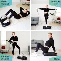 LifeGoods Trilplaat - Bluetooth Speaker - 180 Niveaus - Fitness Weerstandskabels - Afstandsbediening - Zwart -Fit Verkoop 1200x1200 383