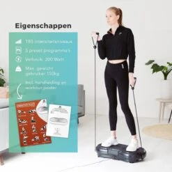 LifeGoods Trilplaat - Bluetooth Speaker - 180 Niveaus - Fitness Weerstandskabels - Afstandsbediening - Zwart -Fit Verkoop 1200x1200 387