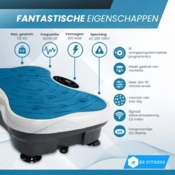 BX Fitness® - Trilplaat Fitness Body Blauw - Incl Weerstandsbanden & Voedingsgids - Sport Trilplaat - Powerplate Voor Cardiotrainingen - Trainingsapparatuur Voor Krachttraining - Ontvang NU Met Duidelijke Handleiding Met Oefeningen + Recepten! -Fit Verkoop 1200x1200 403