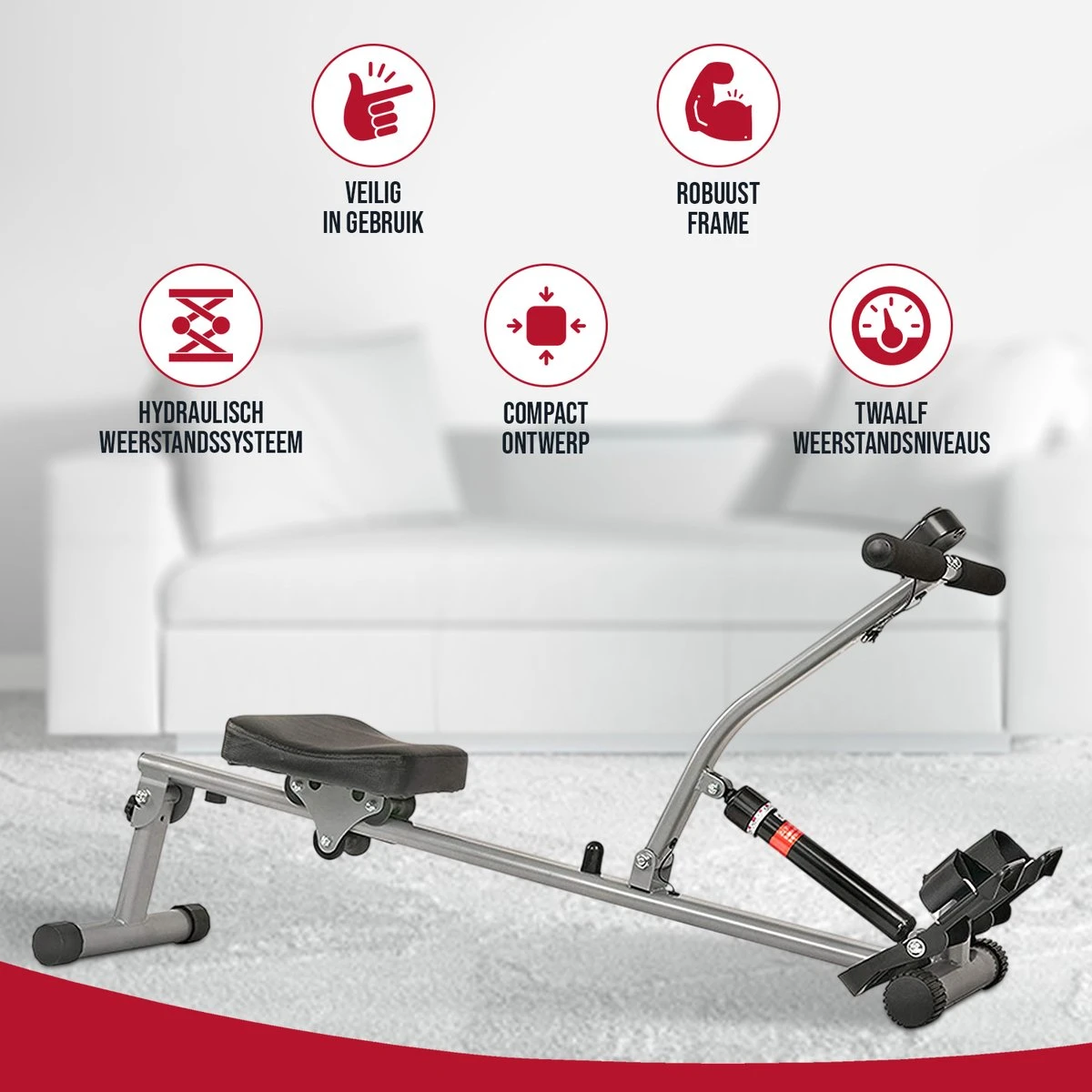 Roeimachine Hometrainer Roeitrainer Roeiapparaat Fitness - Met Trainingscomputer 4 Roeimachine Hometrainer Roeitrainer Roeiapparaat Fitness - Met Trainingscomputer - Afbeelding 2