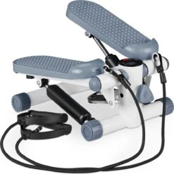 Relaxdays Swing Stepper - 2 Weerstandsbanden - Fitness Stepper - Display - Diverse Kleuren - Grijs