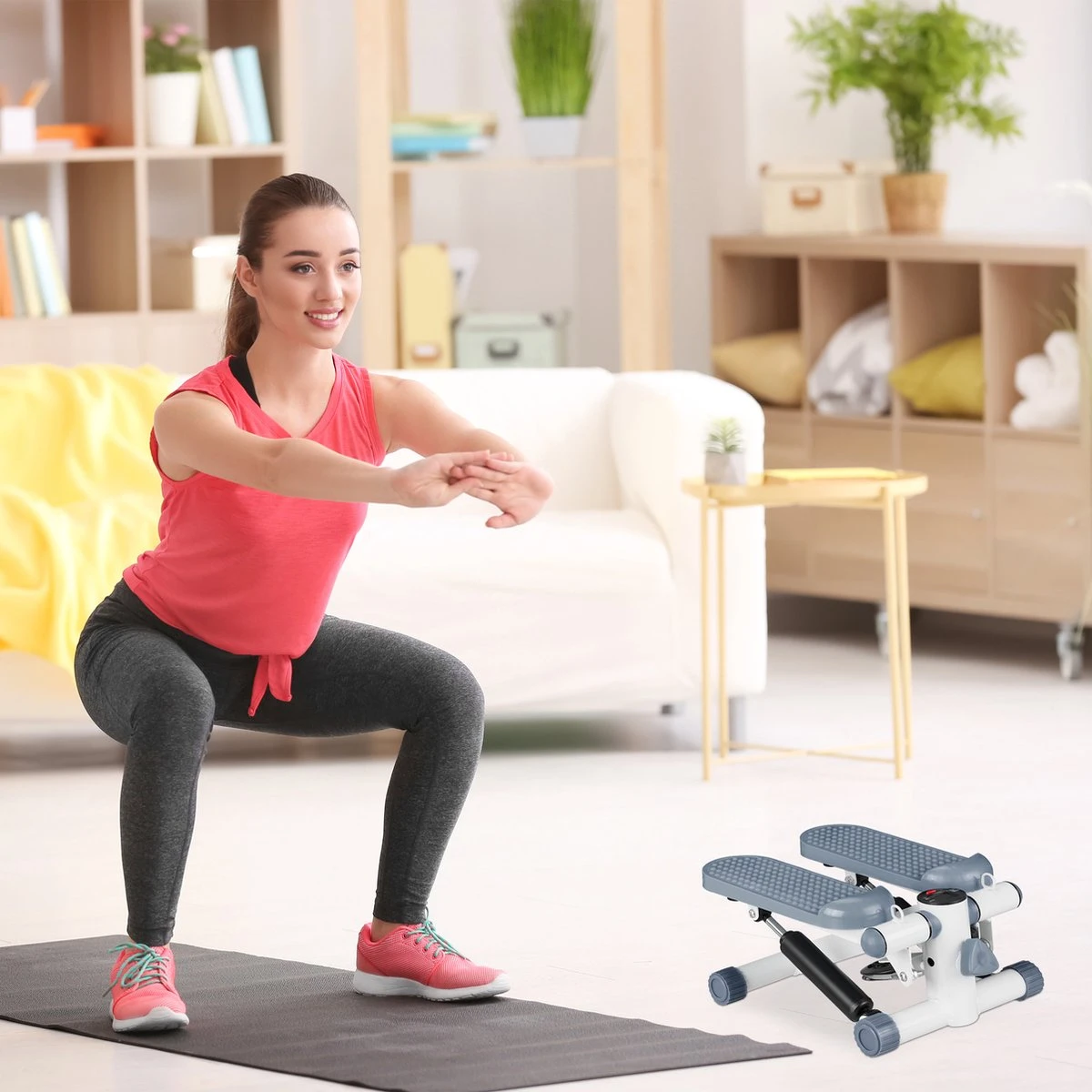 Relaxdays Swing Stepper - 2 Weerstandsbanden - Fitness Stepper - Display - Diverse Kleuren - Grijs 6 Relaxdays Swing Stepper - 2 Weerstandsbanden - Fitness Stepper - Display - Diverse Kleuren - Grijs - Afbeelding 4