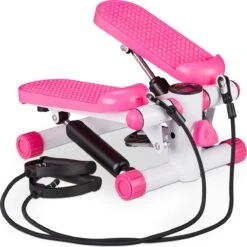 Relaxdays Swing Stepper - 2 Weerstandsbanden - Fitness Stepper - Display - Diverse Kleuren - Roze