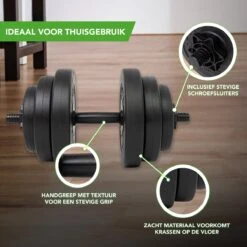 Tunturi Gewichten - Halterset - Dumbbell Set - 2 Stuks - Totaal 28kg - Zwart - Vinyl - Incl. Gratis Fitness App -Fit Verkoop 1200x1200 719