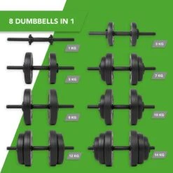 Tunturi Gewichten - Halterset - Dumbbell Set - 2 Stuks - Totaal 28kg - Zwart - Vinyl - Incl. Gratis Fitness App -Fit Verkoop 1200x1200 720