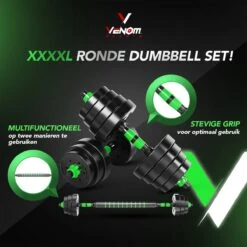 Venom Sports Verstelbare Dumbbell Set Tot 40kg - Professionele 2-in-1 Halterset Gewichten - Gebruiksvriendelijke Fitness Stang - Groen -Fit Verkoop 1200x1200 725