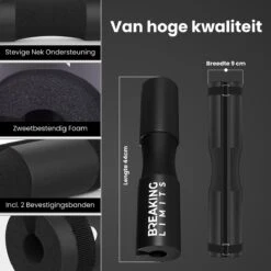 Breaking Limits Barbell Pad – Voor Squat & Hip Thrust – Nekbeschermer Voor Halterstang – Squat Pad/Kussen – Zwart -Fit Verkoop 1200x1200 741