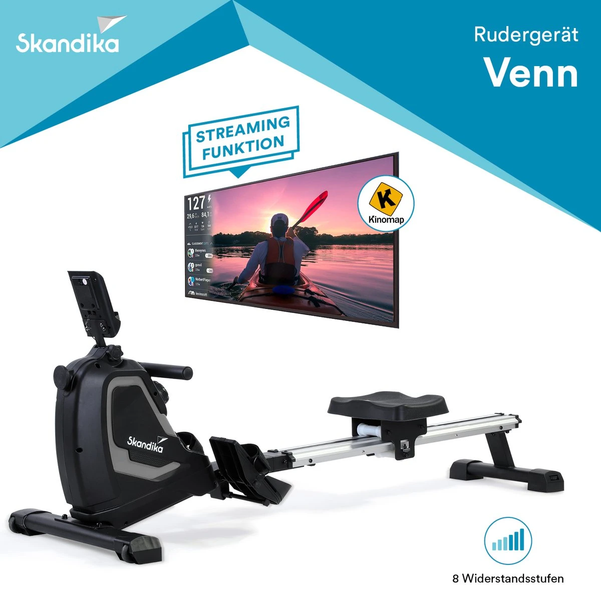 Skandika Venn Roeimachine – Roeitrainers - Roeimachine - Home Roeiapparaat Fitness - Tablet Houder, Roeier Met Multifunctionele Computer, 8 Weerstandsniveaus Instelbaar, Onderhoudsarm - Fitnessapparaten - Grijs 9 Skandika Venn Roeimachine – Roeitrainers - Roeimachine - Home Roeiapparaat Fitness - Tablet Houder, Roeier Met Multifunctionele Computer, 8 Weerstandsniveaus Instelbaar, Onderhoudsarm - Fitnessapparaten - Grijs - Afbeelding 7