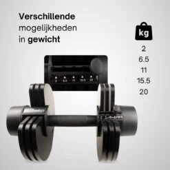 KIMO DIRECT Verstelbare Dumbbell 20KG - Dumbells - Gewichten - 2/6,5/11/15,5/20KG - Smart Dumbell - Zwart 11 KIMO DIRECT Verstelbare Dumbbell 20KG - Dumbells - Gewichten - 2/6,5/11/15,5/20KG - Smart Dumbell - Zwart -Fit Verkoop 1200x1200 852