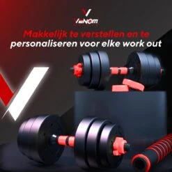 Venom Sports Verstelbare Dumbbell Set Tot 20kg – Professionele 2-in-1 Halterset Gewichten – Gebruiksvriendelijke Fitness Stang – Verstelbare Dumbbellset – Home Gym – Krachttraining – Rood -Fit Verkoop 1200x1200 863