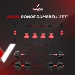 Venom Sports Verstelbare Dumbbell Set Tot 20kg – Professionele 2-in-1 Halterset Gewichten – Gebruiksvriendelijke Fitness Stang – Verstelbare Dumbbellset – Home Gym – Krachttraining – Rood -Fit Verkoop 1200x1200 866