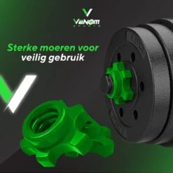 Venom Sports Verstelbare Dumbbell Set Tot 20kg - Professionele 2-in-1 Halterset Gewichten - Gebruiksvriendelijke Fitness Stang - Groen -Fit Verkoop 1200x1200 878