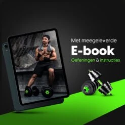 EchoGoods Halterset 30 KG - 2x15 KG - GRATIS Trainingschema - Dumbell Set - Barbell Halterstang Met Gewichten – Verstelbare Dumbells Met Gewichtschijven - Fitness Stang - Black Friday -Fit Verkoop 1200x1200 887