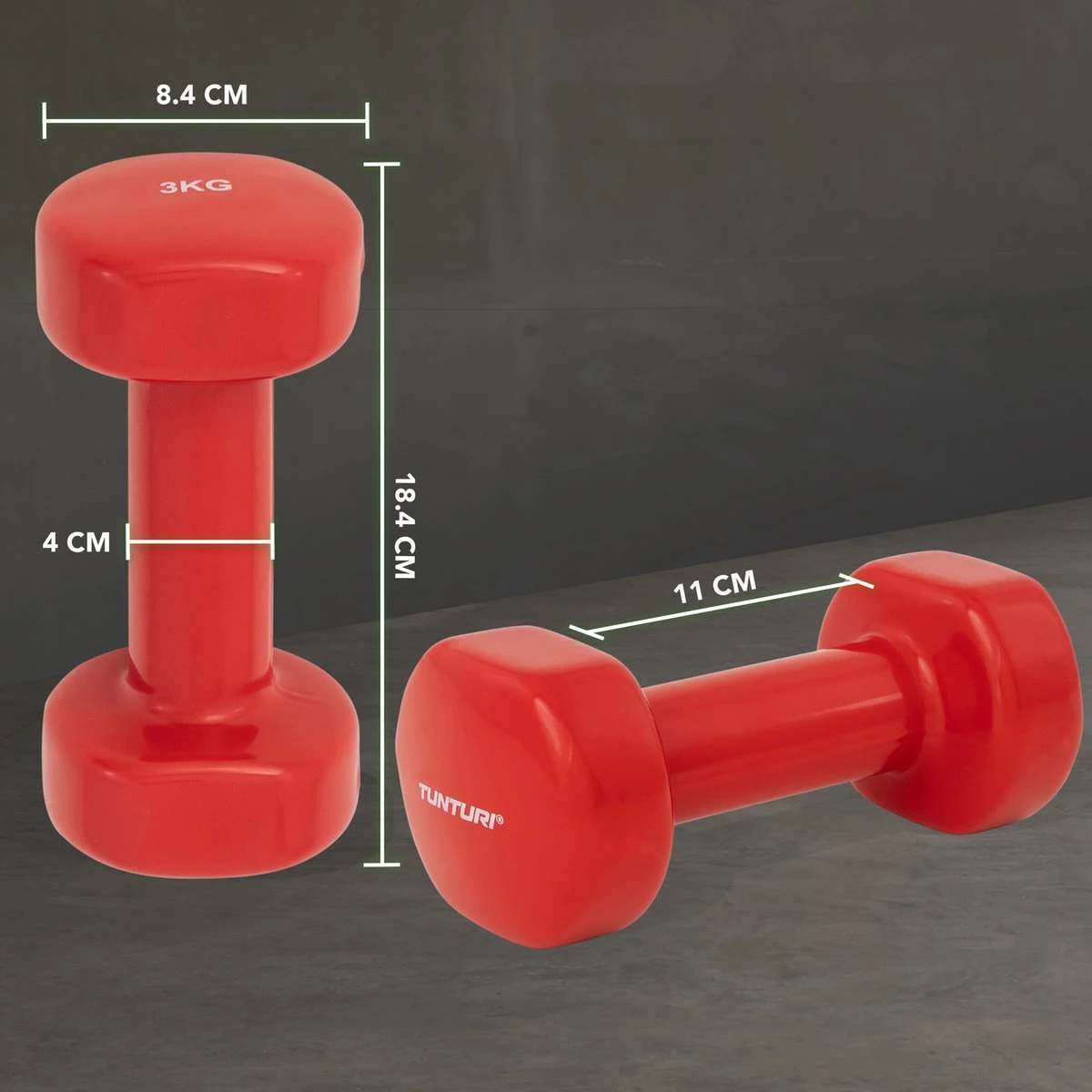 Tunturi Dumbbell Set - 2 X 3,0 Kg - Vinyl - Rood - Incl. Gratis Fitness App 7 Tunturi Dumbbell Set - 2 X 3,0 Kg - Vinyl - Rood - Incl. Gratis Fitness App - Afbeelding 5