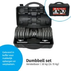 Verstelbare Dumbbell Set 30 Kg Met Koffer - Gietijzeren Gewichten - 2x 15 Kg -Fit Verkoop 1200x1200 899