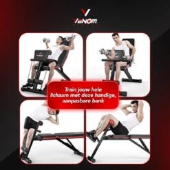 Venom Sports 4 In 1 Multifunctionele Trainingsbank - Geschikt Voor Trainen Van Bicep, Borst, Onderrug En Buik - Fitnessbank - Bench Press - Trainingsbank - Zwart/rood -Fit Verkoop 1200x1200 968