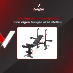 Venom Sports Halterbank – Fitnessbank – Verstelbare Rugleuning – Uiterst Geschikt Voor Gewichten – Incl. Beenhouder – Zachte Handgrepen – PU Kussens – Triangel Structuur – Inklapbaar - Zwart - 182x116x112cm 25 Venom Sports Halterbank – Fitnessbank – Verstelbare Rugleuning – Uiterst Geschikt Voor Gewichten – Incl. Beenhouder – Zachte Handgrepen – PU Kussens – Triangel Structuur – Inklapbaar - Zwart - 182x116x112cm -Fit Verkoop 1200x1200 987