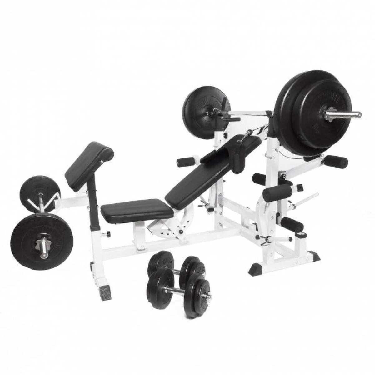 Gorilla Sports Universele Halterbank + 100 Kg Halterset - Kunststof - Halterstang Met Gewichten 3 Gorilla Sports Universele Halterbank + 100 Kg Halterset - Kunststof - Halterstang Met Gewichten