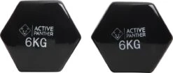 Active Panther Dumbbell Set 2 X 6 KG - 12 Kg Totaal - Vinyl - Zwart -Fit Verkoop 1200x510