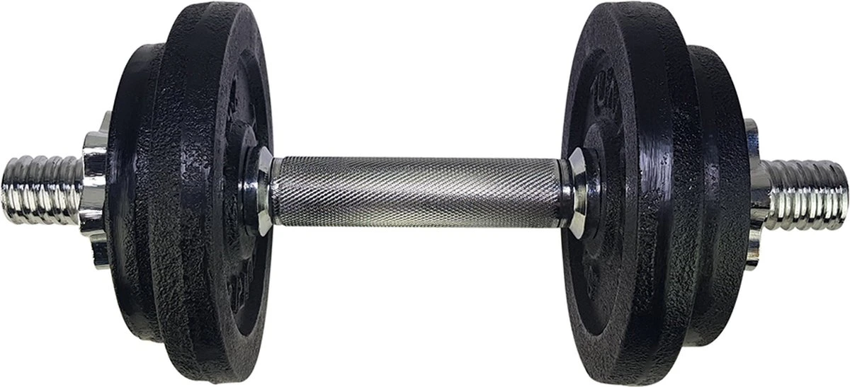 Tunturi Gewichten Gietijzer Totaal 20kg - Halterset Met Schroefsluiting - Dumbbell Set - 2 Halterstangen - 30mm - Incl. Gratis Fitness App 6 Tunturi Gewichten Gietijzer Totaal 20kg - Halterset Met Schroefsluiting - Dumbbell Set - 2 Halterstangen - 30mm - Incl. Gratis Fitness App - Afbeelding 4