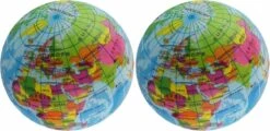 Merkloos 2x Anti-stress Balletje Planeet Aarde/wereldbol/globe 7 Cm - Stressballen - Squishy - Anti-stress Producten