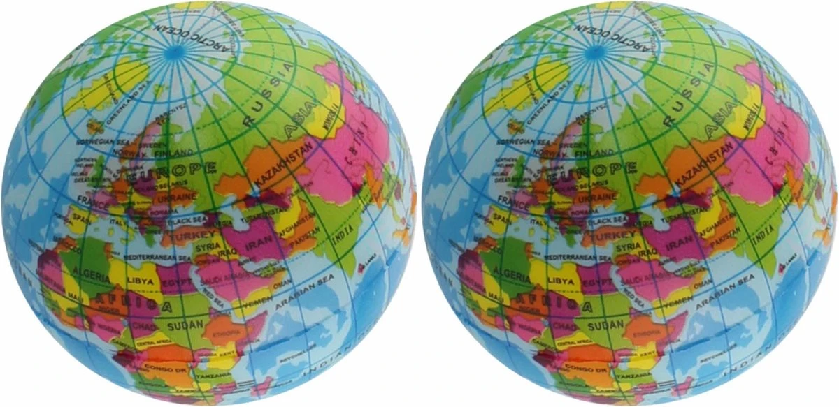 Merkloos 2x Anti-stress Balletje Planeet Aarde/wereldbol/globe 7 Cm - Stressballen - Squishy - Anti-stress Producten 3 Merkloos 2x Anti-stress Balletje Planeet Aarde/wereldbol/globe 7 Cm - Stressballen - Squishy - Anti-stress Producten