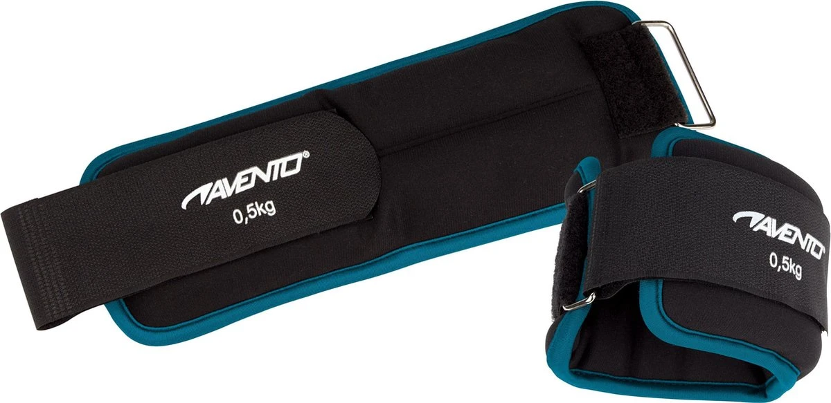 Avento Pols/Enkel Gewicht Neopreen - 2x 0.5 Kg - Zwart/Blauw 4 Avento Pols/Enkel Gewicht Neopreen - 2x 0.5 Kg - Zwart/Blauw - Afbeelding 2