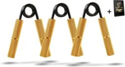 Gouden Grip Handknijpers Medium Set Level 2-4 (45-90kg) + GRATIS Griptraining E-book - Handtrainer - Handgrippers - Handknijper Fitness - Knijphalter - Onderarm Trainer - Handtrainers - Heavy Grip - Buigveer
